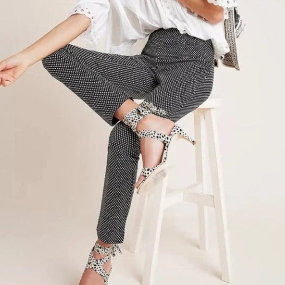 Anthropologie The Essential Slim Polka Dot Dress Pants